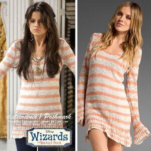 Free People Striped Kiwi Bell Cuff Sweater ASO Alex Russo